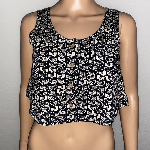 Vans Women's Black Bird Print Cropped Open Back Tank Top Size Medium EUC - Picture 9 of 9